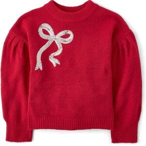 NWOT The Children's Place Girls Long Sleeve Crew Neck Sweater in Red Bow